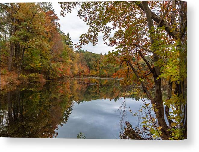 Landscape Canvas Print featuring the photograph Autumn at Hillside Pond by Brian MacLean