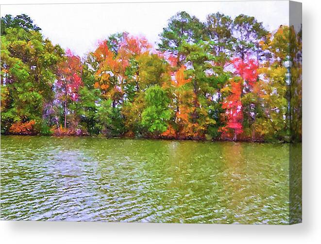 Background Canvas Print featuring the painting Autumn color in Norfolk botanical Garden 3 by Jeelan Clark