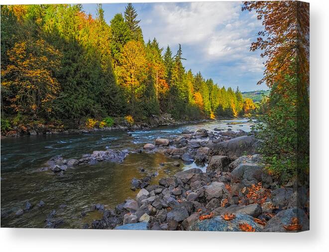 River Canvas Print featuring the photograph Autumn Morning Light on the Snoqualmie by Ken Stanback
