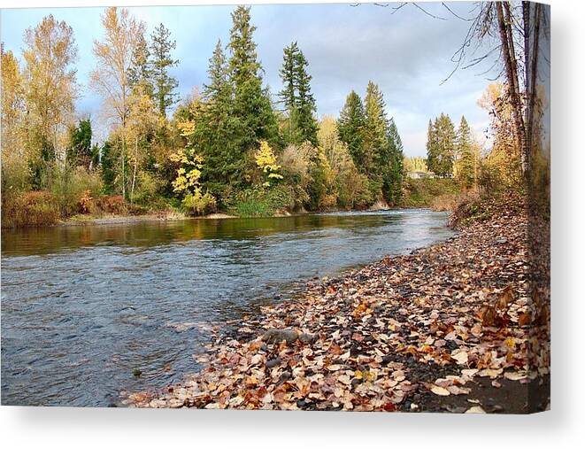 Autumn Canvas Print featuring the photograph Autumn On The Molalla by Brian Eberly