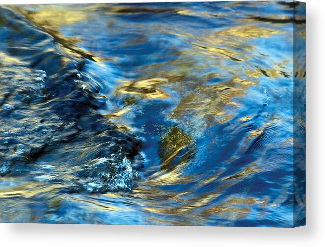 River Canvas Print featuring the photograph Autumn river ripple and reflection-1 by Steve Somerville