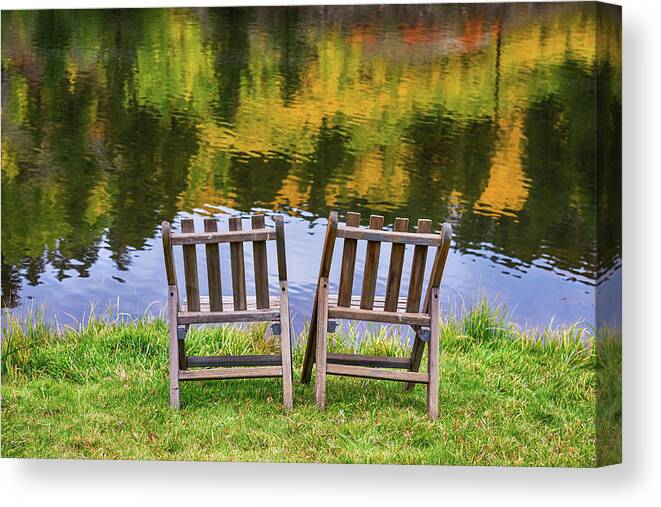 Lake Canvas Print featuring the photograph Autumn Season Romantic Lake View For Two by James BO Insogna