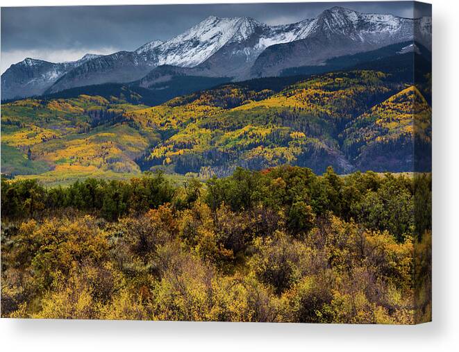 America Canvas Print featuring the photograph Autumn Snow Clouds Over West Beckwith by John De Bord