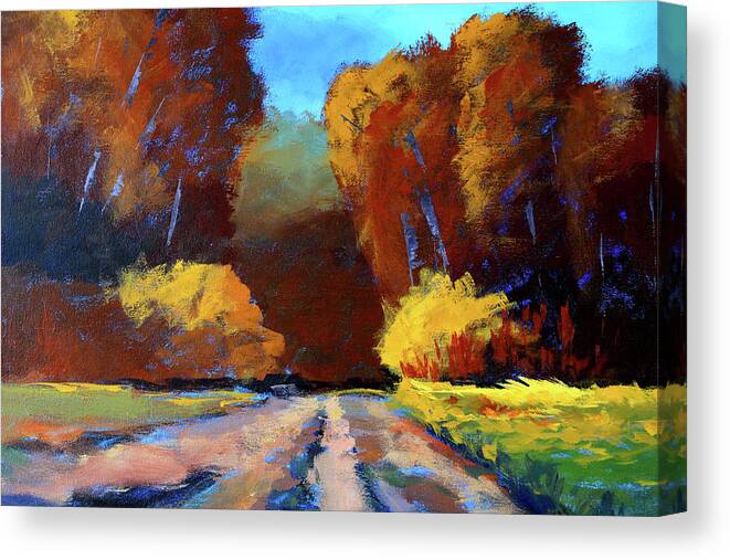 Fall Landscape Painting Canvas Print featuring the painting Autumn Trek by Nancy Merkle