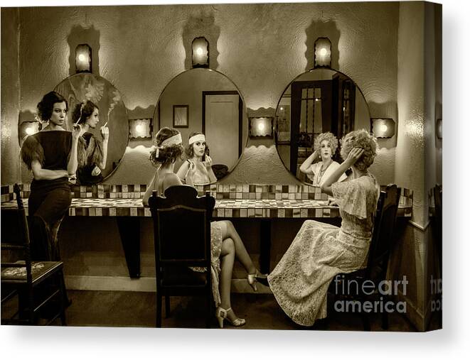 Aztec Hotel Canvas Print featuring the photograph Aztec Hotel Ladies Lounge by Sad Hill - Bizarre Los Angeles Archive