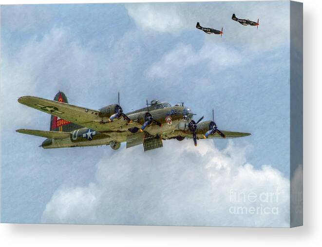 B17 Canvas Print featuring the digital art B-17 Flying Fortress Bomber by Randy Steele