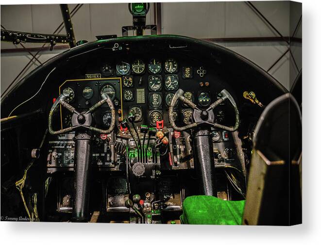 Aviation Canvas Print featuring the photograph B-25 Mitchell Cockpit by Tommy Anderson
