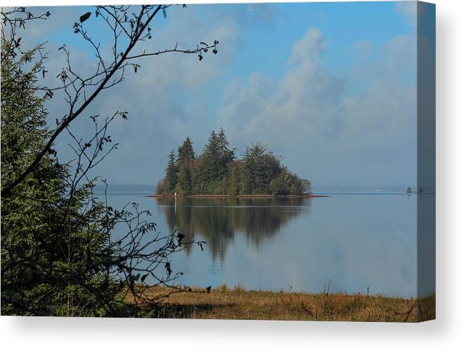 Willapa Bay Canvas Print featuring the photograph Baby Island in Willapa Bay by E Faithe Lester