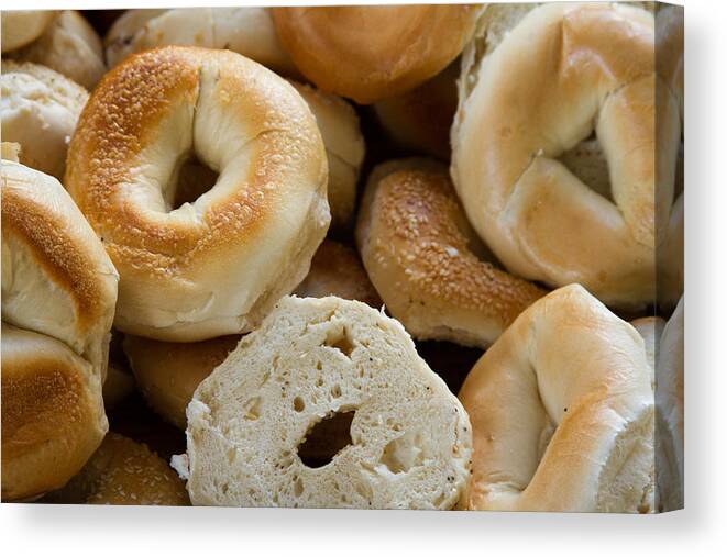 Food Canvas Print featuring the photograph Bagels 1 by Michael Fryd