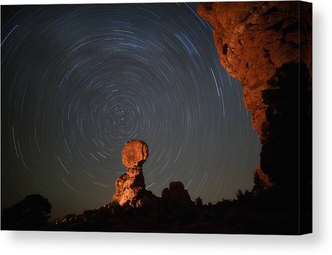 Balanced Rock Canvas Print featuring the photograph Balanced Spin by Darren White