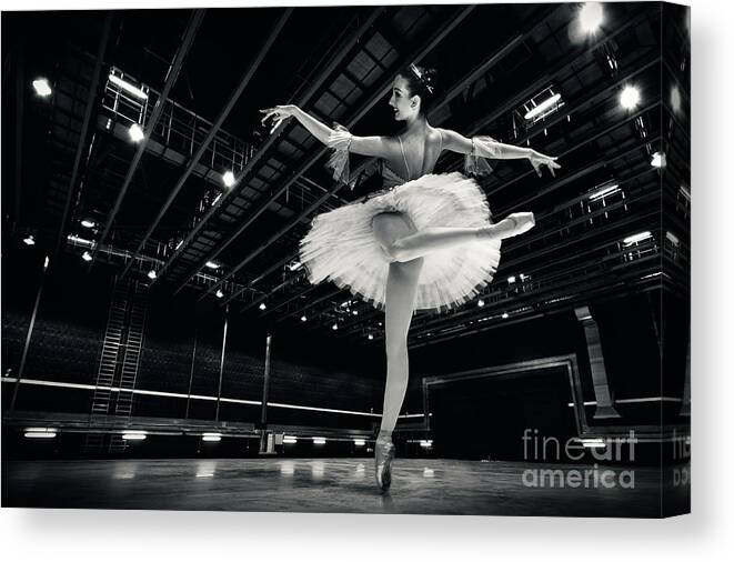 Ballet Canvas Print featuring the photograph Ballerina in the white tutu by Dimitar Hristov