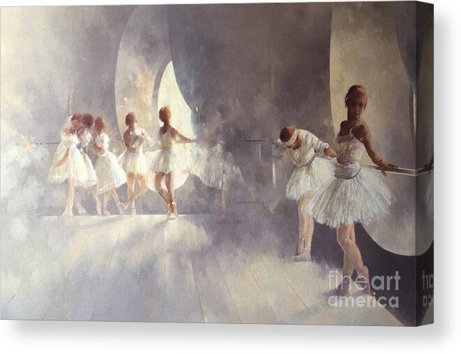 Ballerina Canvas Print featuring the painting Ballet Studio by Peter Miller