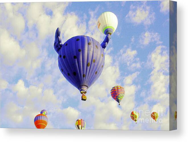 Balloons Canvas Print featuring the photograph Balloons overhead by Jeff Swan