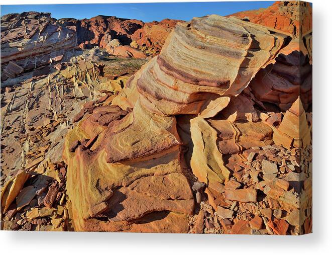 Valley Of Fire State Park Canvas Print featuring the photograph Bands of Colorful Sandstone in Valley of Fire by Ray Mathis