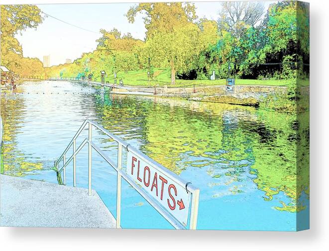 Sketch Canvas Print featuring the photograph Barton Springs Sketch by Kristina Deane
