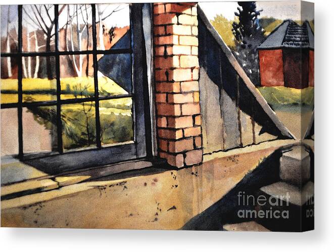 Basement Canvas Print featuring the painting Basement door by Christopher Shellhammer