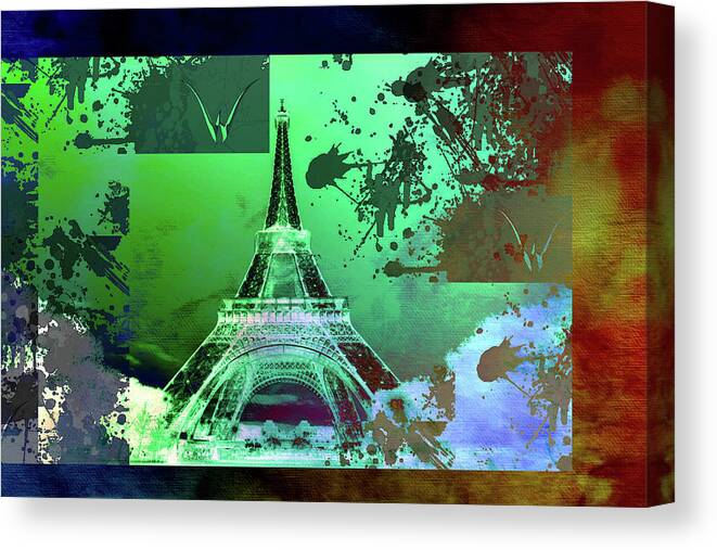 Paris Canvas Print featuring the mixed media Bastille Day 11 by Priscilla Huber