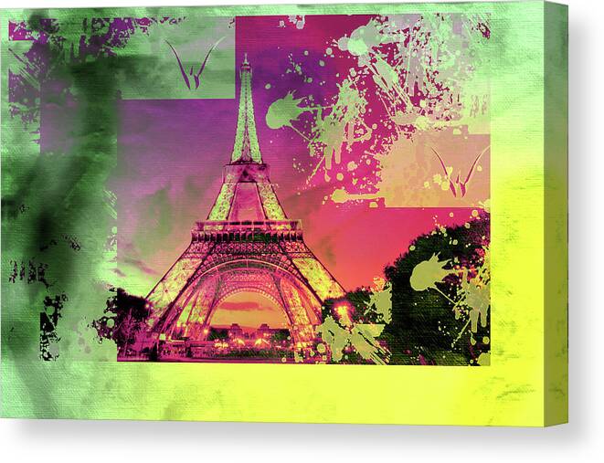 Paris Canvas Print featuring the mixed media Bastille Day 9 by Priscilla Huber