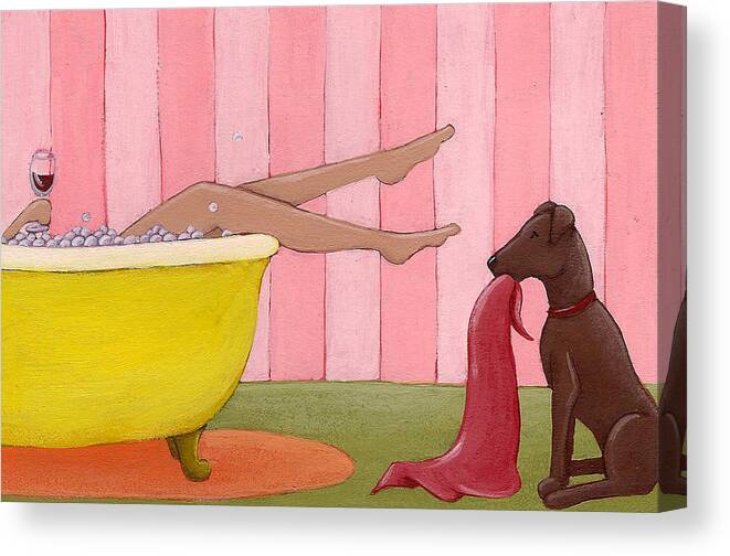 Bath Canvas Print featuring the painting Bathtime by Christy Beckwith