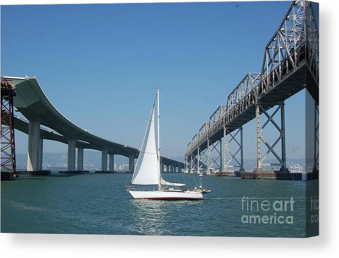 San Francisco Bay Canvas Print featuring the photograph Bay Bridge reconstruction by Mia Alexander