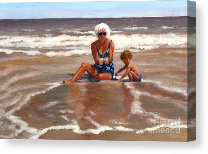 Seascape Canvas Print featuring the painting Beach Babes by Pat Burns