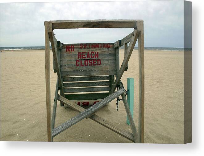 Seascape Canvas Print featuring the photograph Beach Closed by Mary Haber