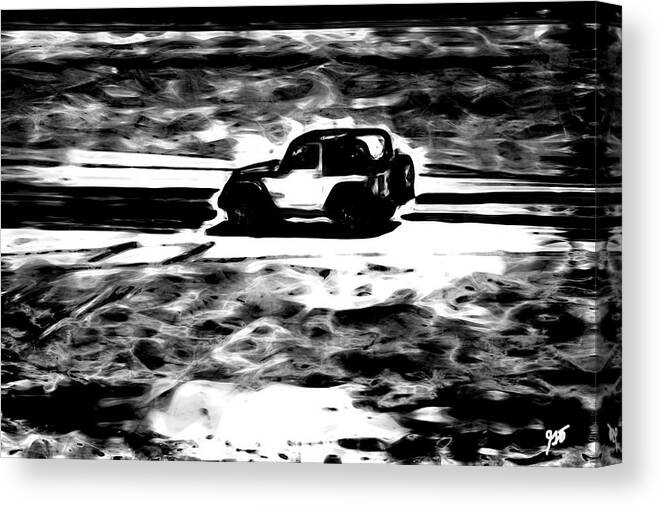 Jeep Canvas Print featuring the photograph Beach Driving - The Jeep in Abstract by Gina O'Brien