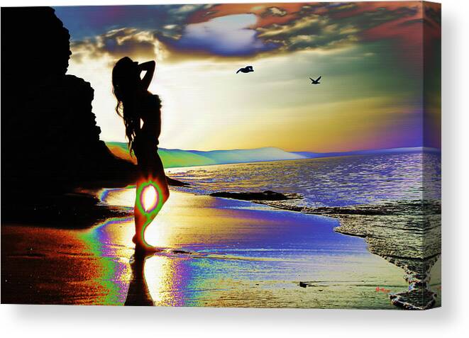 Water Canvas Print featuring the digital art Beach Girl 4 by Gregory Murray