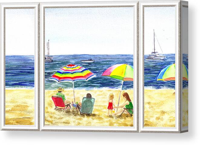 Beach House Canvas Print featuring the painting Beach House Window by Irina Sztukowski