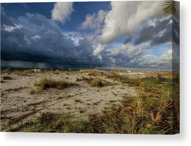 Alabama Canvas Print featuring the painting Beach View Rain Clouds by Michael Thomas