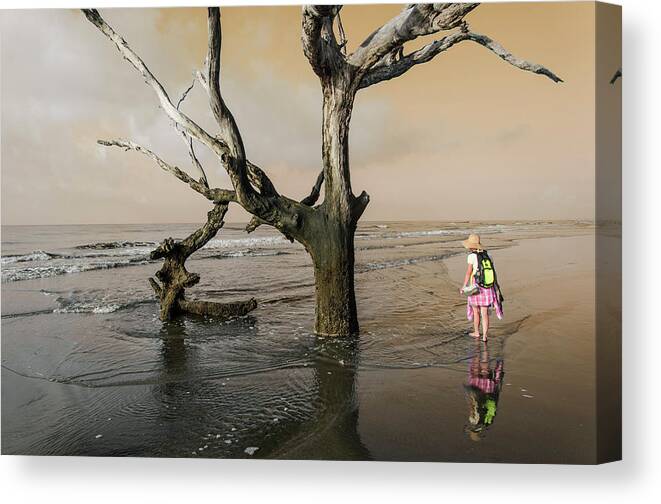 Ocean Canvas Print featuring the photograph Beachcombing by Jim Cook