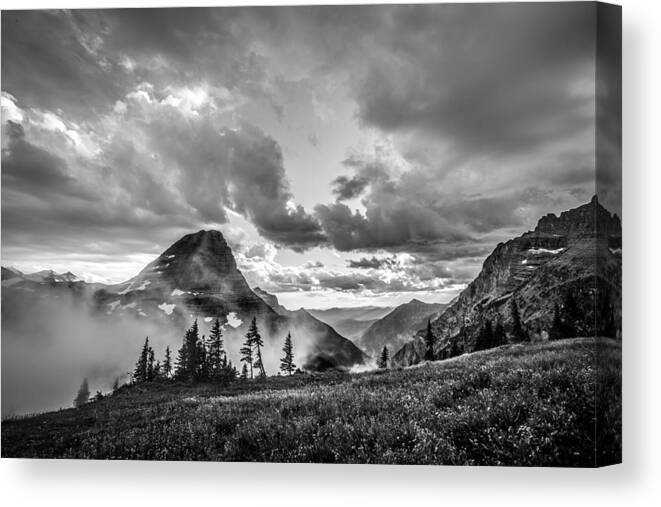Glacier National Park Canvas Print featuring the photograph Bearhat Mystique by Adam Mateo Fierro