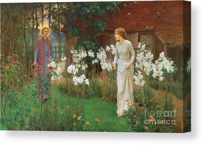 Beatrice Emma Parsons - Annunciation 1897-99 Got Love Canvas Print featuring the painting Beatrice Emma Parsons by MotionAge Designs