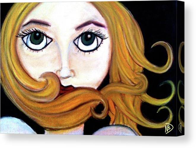  Canvas Print featuring the drawing Beautiful Blonde by Nicole Dumond-Barry