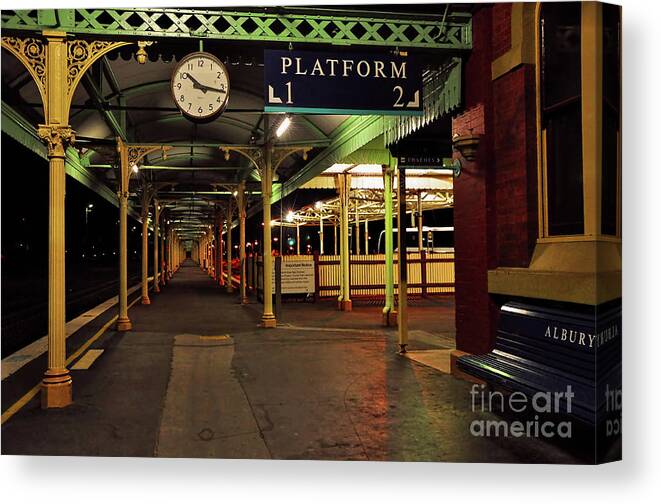 Beautiful Old Albury Station Canvas Print featuring the photograph Beautiful Old Albury Station by Kaye Menner by Kaye Menner