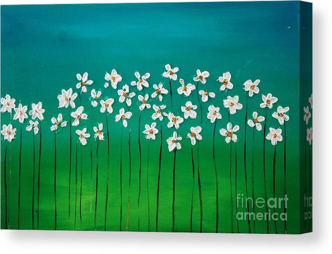 Flowers Canvas Print featuring the painting Beauty In Blue by Preethi Mathialagan