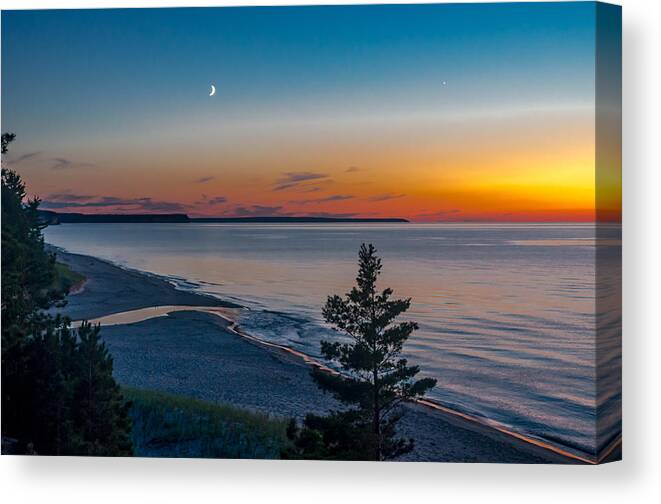 pictured Rocks National Lakeshore lake Superior beaver Creek Canvas Print featuring the photograph Beaver Creek Sunset by Gary McCormick
