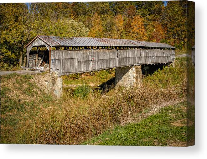 America Canvas Print featuring the photograph Beech Fork or Mooresville Covered Bridge by Jack R Perry