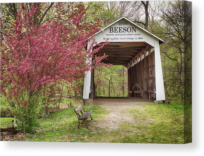 Covered Bridge Canvas Print featuring the photograph Beeson Covered Bridge by Harold Rau