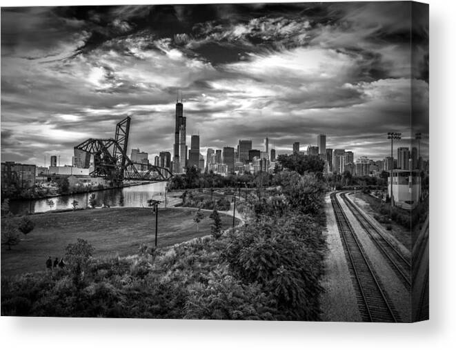 Chicago Canvas Print featuring the photograph Before the Storm Chicago by Mike Burgquist