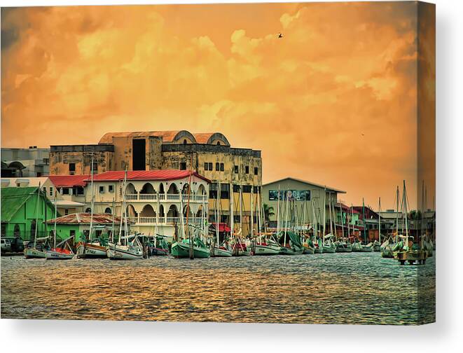 Belize Canvas Print featuring the photograph Belize City Harbor by Stacey Sather