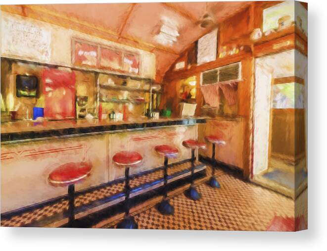 Miss Bellows Falls Diner Canvas Print featuring the photograph Bellows Falls Diner by Tom Singleton