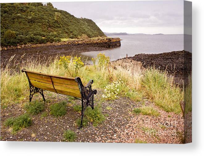 Bench Canvas Print featuring the photograph Bench at the bay by Elena Perelman