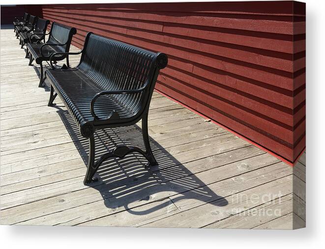 Bench Canvas Print featuring the photograph Bench Lines and Shadows 0841 by Steve Somerville