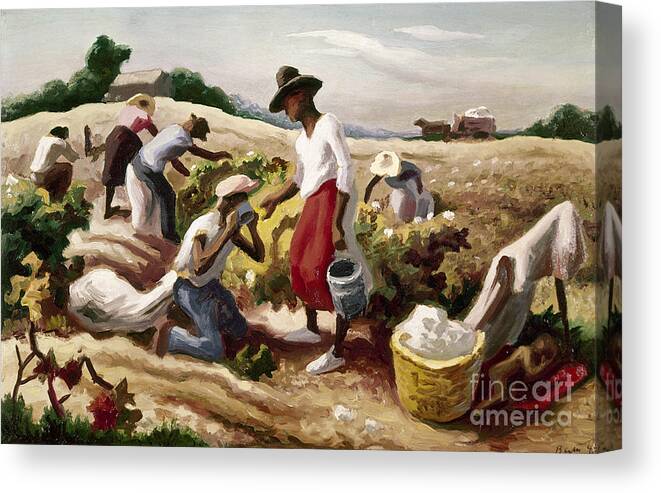 1945 Canvas Print featuring the painting Field Workers, 1945 by Thomas Hart Benton