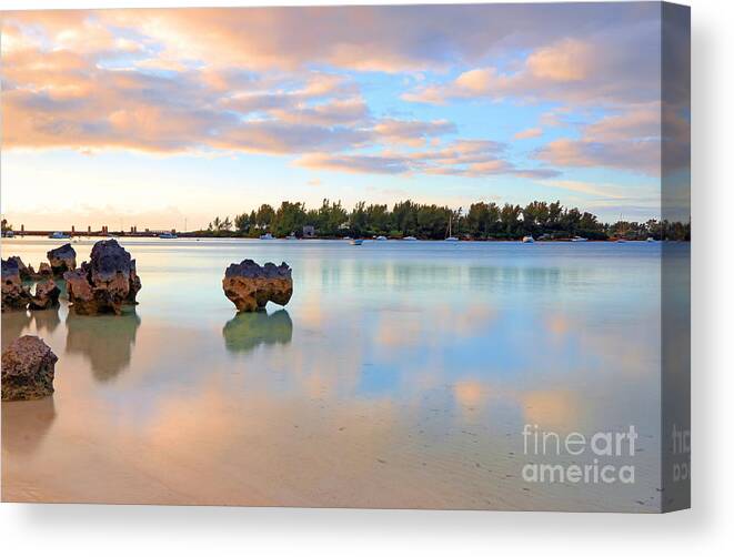 Bermuda Canvas Print featuring the photograph Bermuda Beach Sunset Reflections by Charline Xia