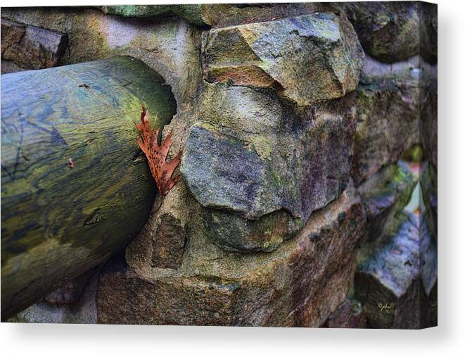 Wright Canvas Print featuring the photograph Between A Rock And... by Paulette B Wright