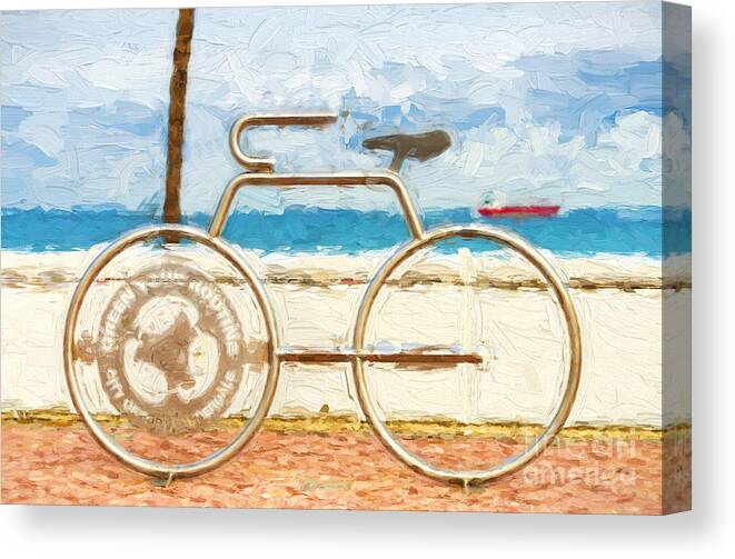 Lauderdale Canvas Print featuring the photograph Seaside Bicycle Stand by Les Palenik