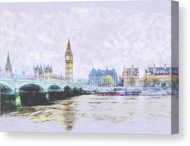 London Canvas Print featuring the photograph Big Ben and Westminster Bridge London England by Anthony Murphy