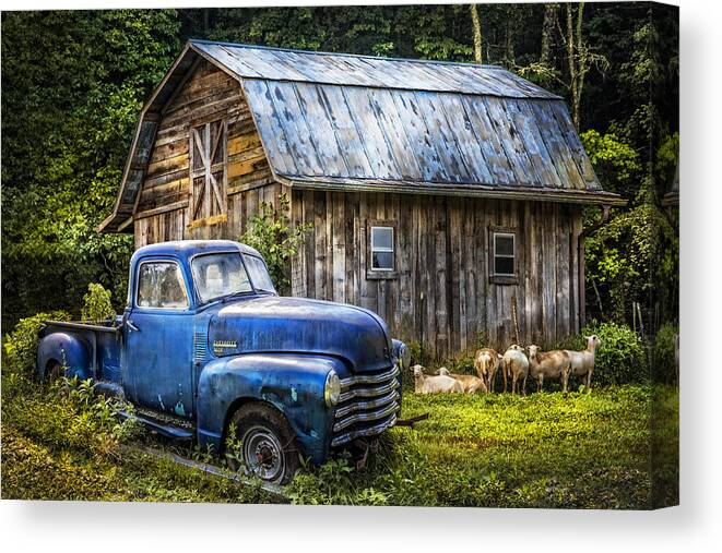 1940s Canvas Print featuring the photograph Big Blue at the Farm by Debra and Dave Vanderlaan